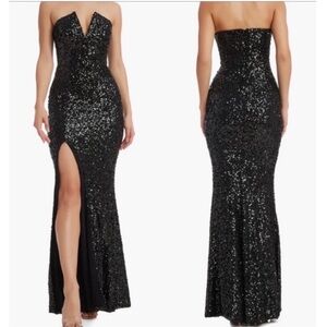 NWT Dress the Population Black Sequin Maxi Dress